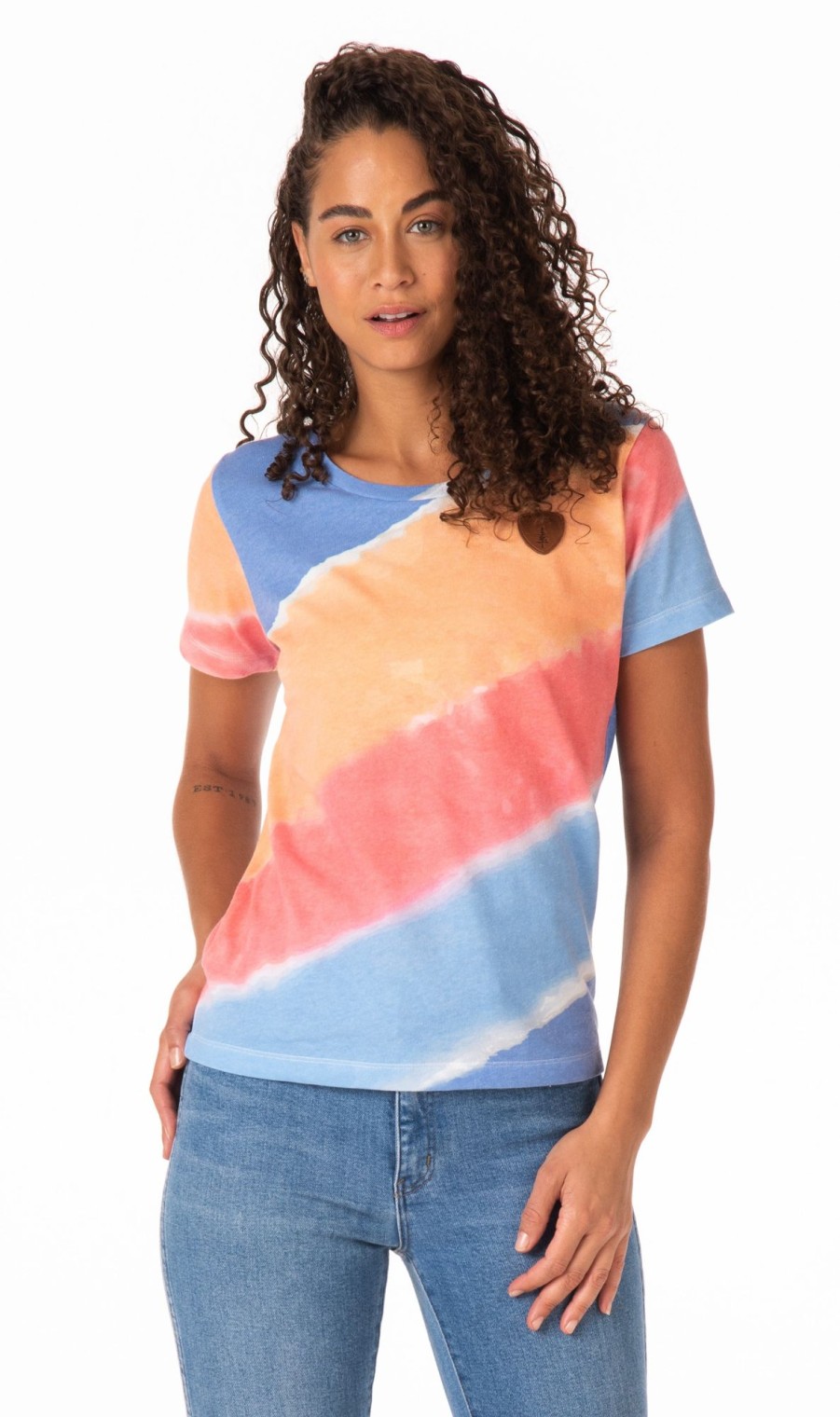 Women Wanakome T-Shirts | Ari Diagonal Tie-Dye Strong Mix Tee Blue