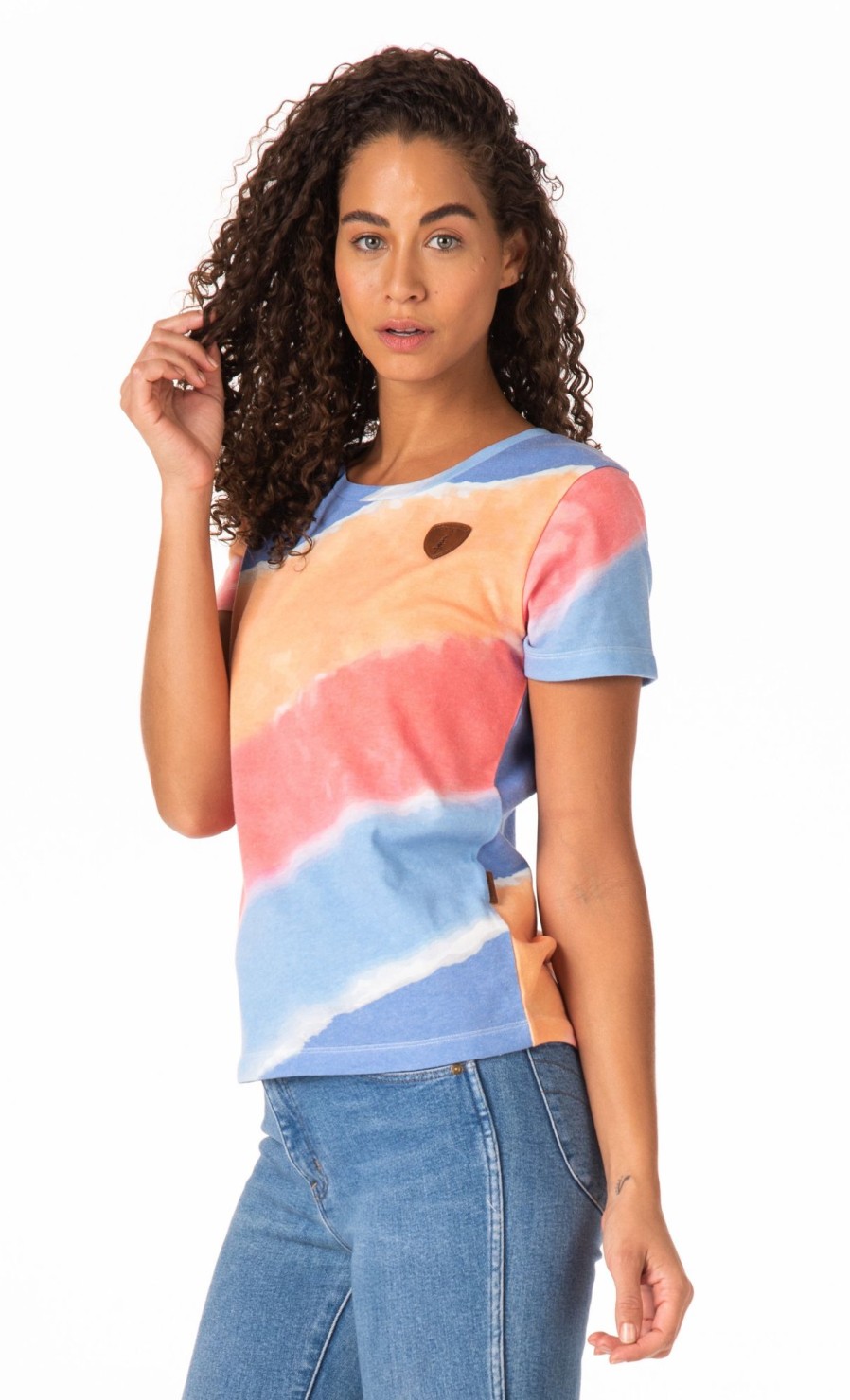 Women Wanakome T-Shirts | Ari Diagonal Tie-Dye Strong Mix Tee Blue