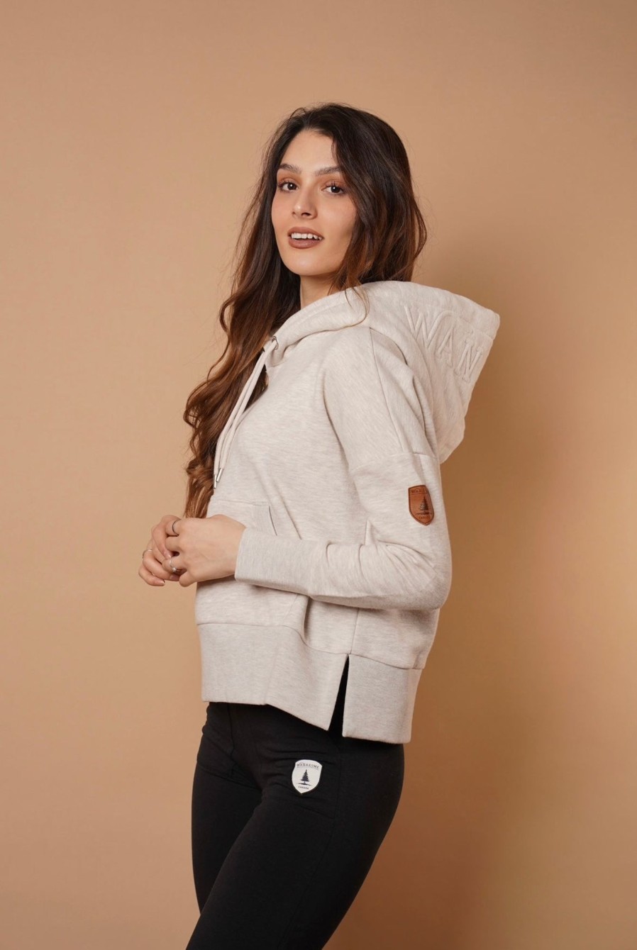 Women Wanakome Hoodies | Layna Heather Oatmeal Hoodie White