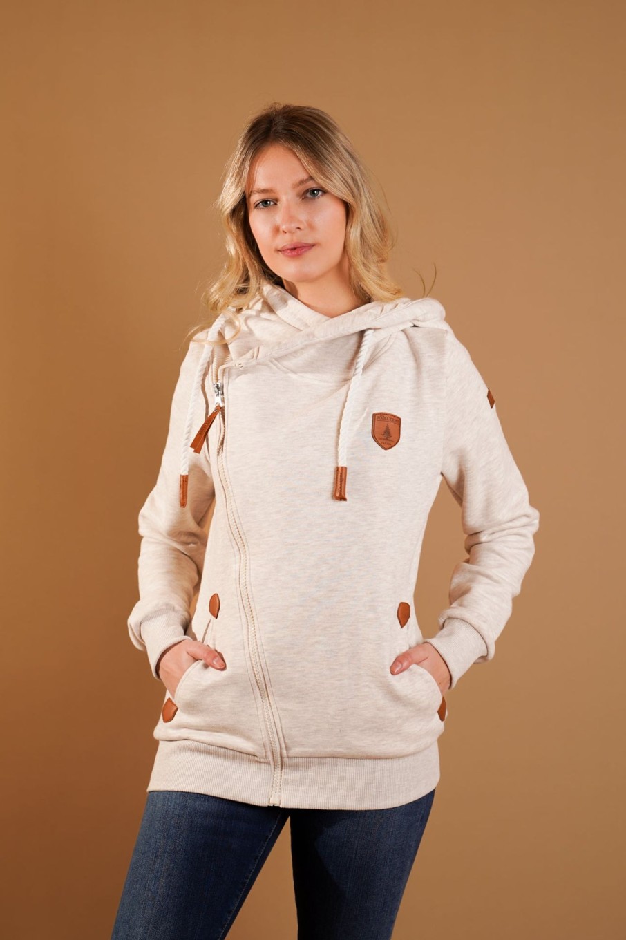 Women Wanakome Hoodies | Athena Heather Oatmeal Hoodie White