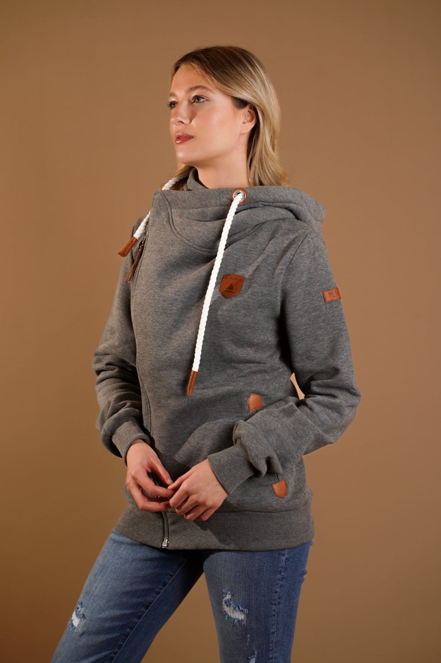 Women Wanakome Hoodies | Athena Dark Heather Hoodie Grey