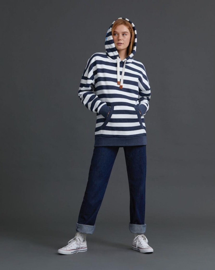 Women Wanakome Hoodies | Billie Stripe Hoodie Navy