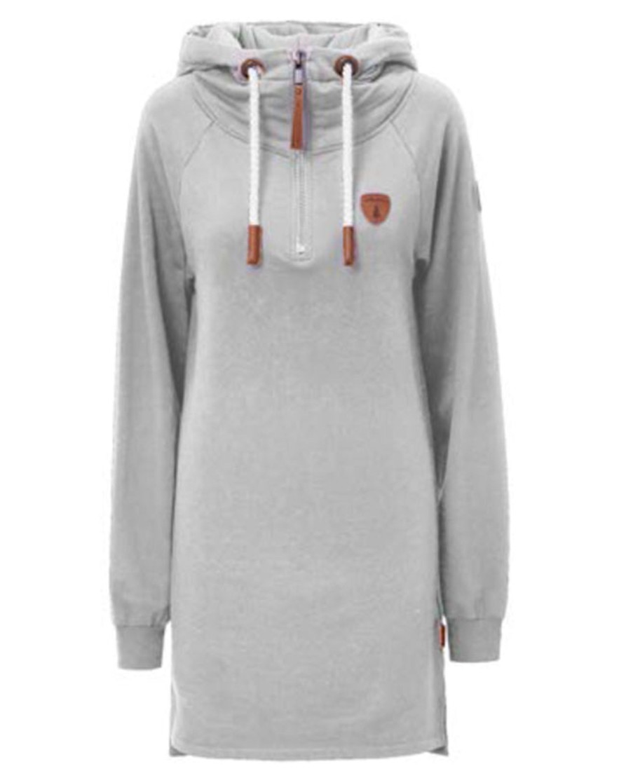 Women Wanakome Dress | Layla Lux Light Heather Grey Half-Zip Hoodie Dress