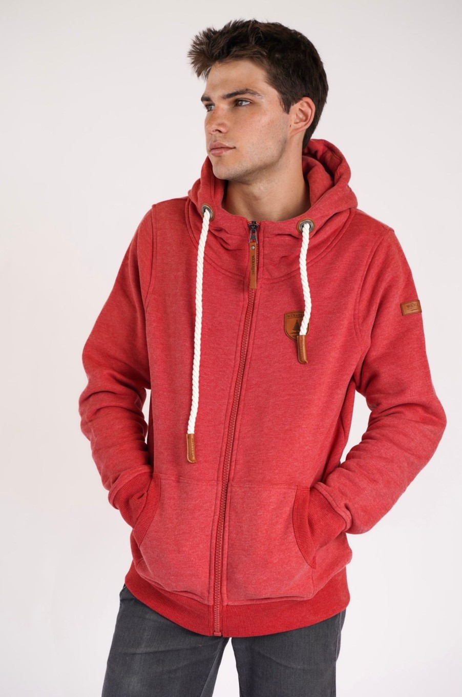 Men Wanakome Hoodies | Zeus Crimson Zip Hoodie