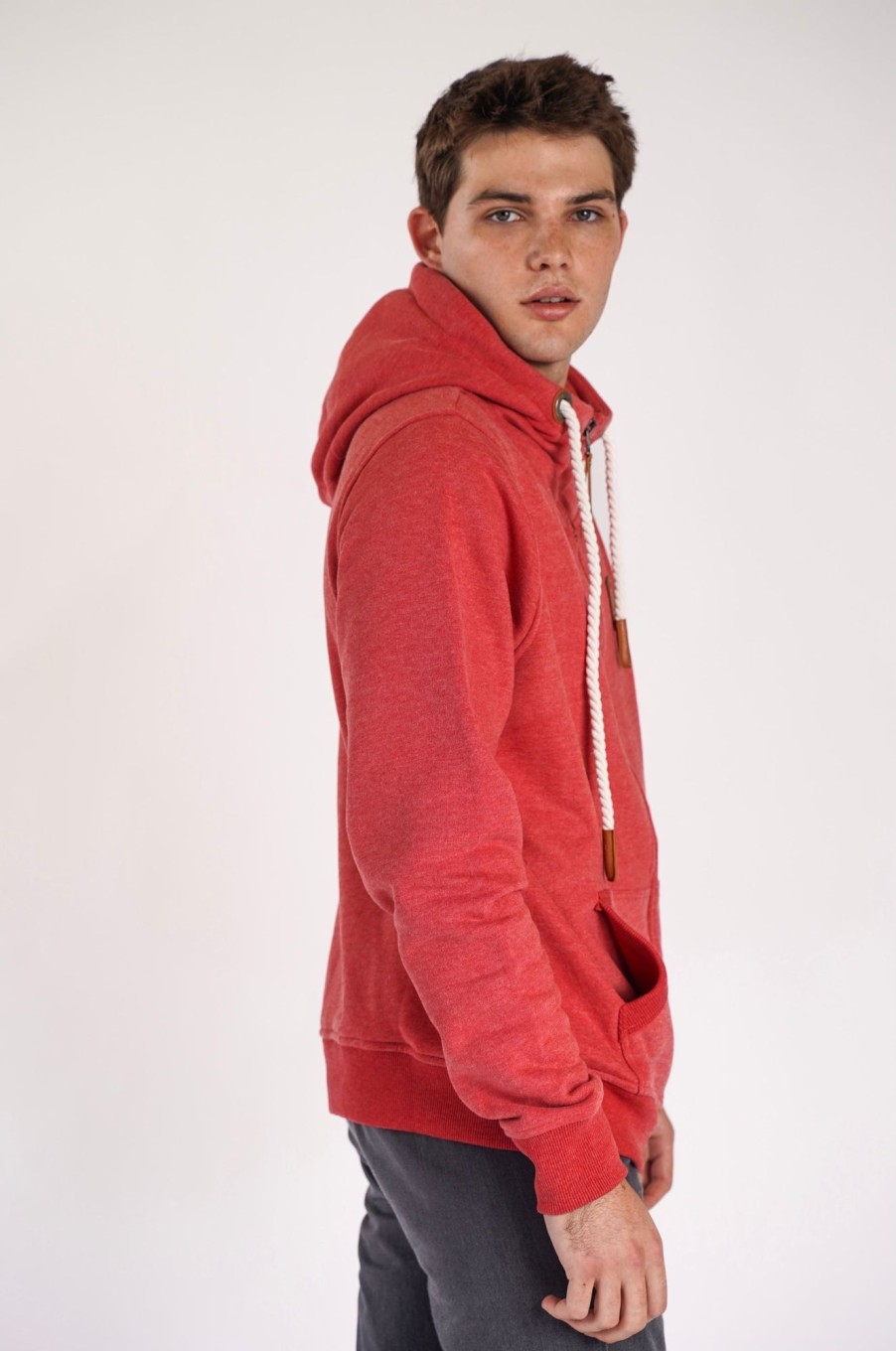 Men Wanakome Hoodies | Zeus Crimson Zip Hoodie