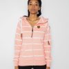 Women Wanakome Hoodies | Hera Print Peachy Stripe Zip Hoodie