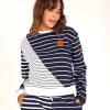 Women Wanakome Sweaters | Murota Stripe-Blocked Pullover In Navy