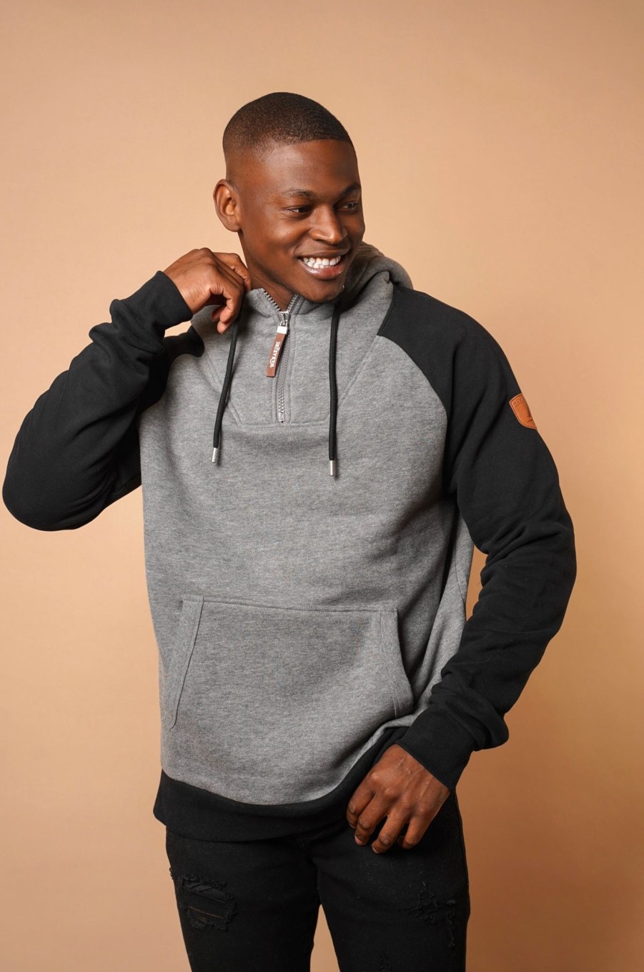 Men Wanakome Hoodies | Alani Dark Heather /Black Hoodie Grey