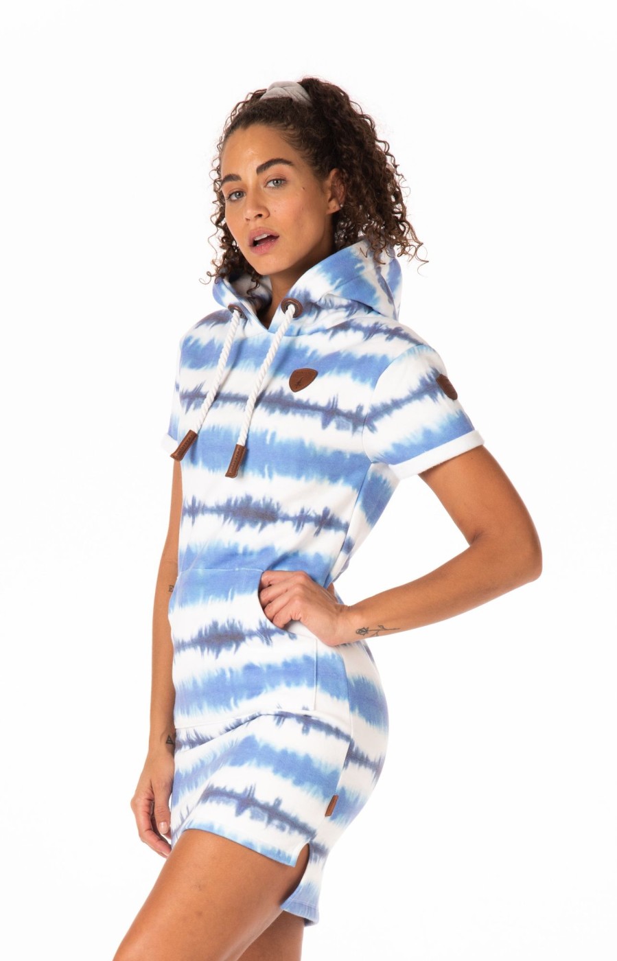 Women Wanakome Dress | Rebekka Light Indigo/Ink Tie-Dye Hoodie Dress Blue