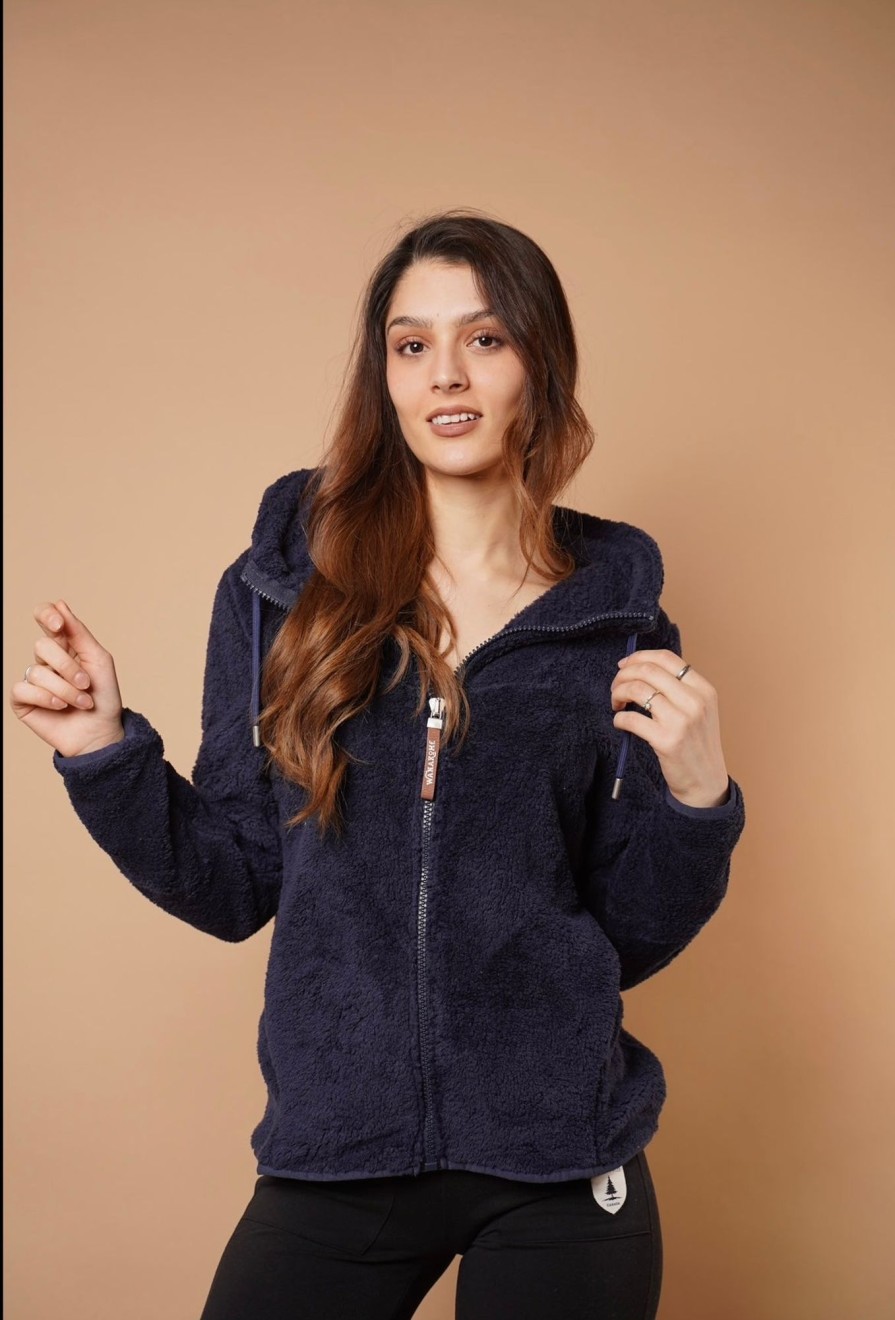 Women Wanakome Hoodies | Nova Supersoft Sherpa In Navy