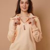 Women Wanakome Outerwear | Padma Peach Half Zip Sweatshirt Orange