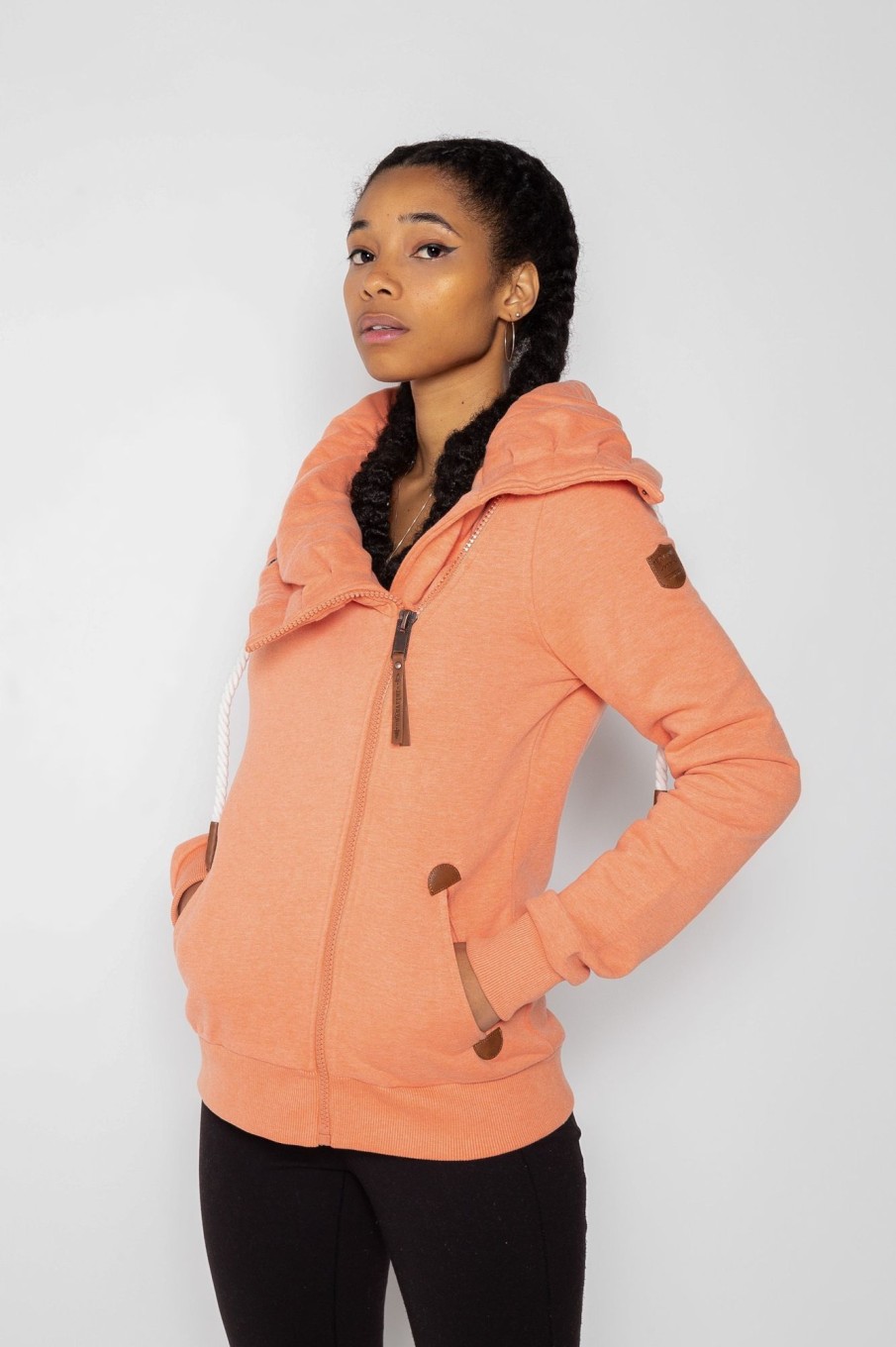 Women Wanakome Sweaters | Hestia Dusted Clay Zip Cowl Neck