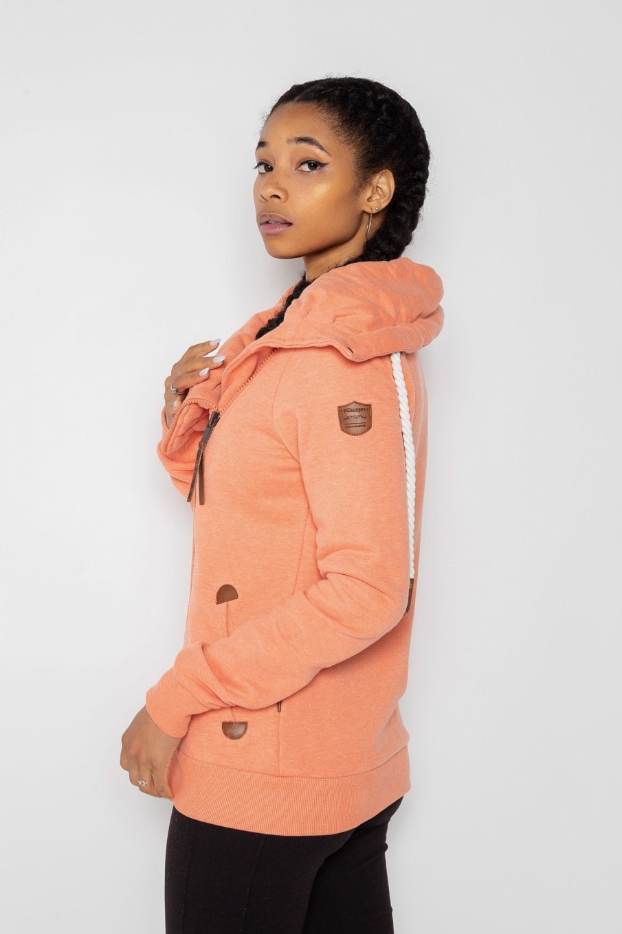 Women Wanakome Sweaters | Hestia Dusted Clay Zip Cowl Neck