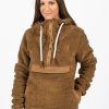 Women Wanakome Hoodies | Mara Sherpa Teddy Snap-Neck Hoodie Brown