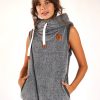 Women Wanakome Outerwear | Zoe Sherpa Dark Heather Hoodie Vest Grey