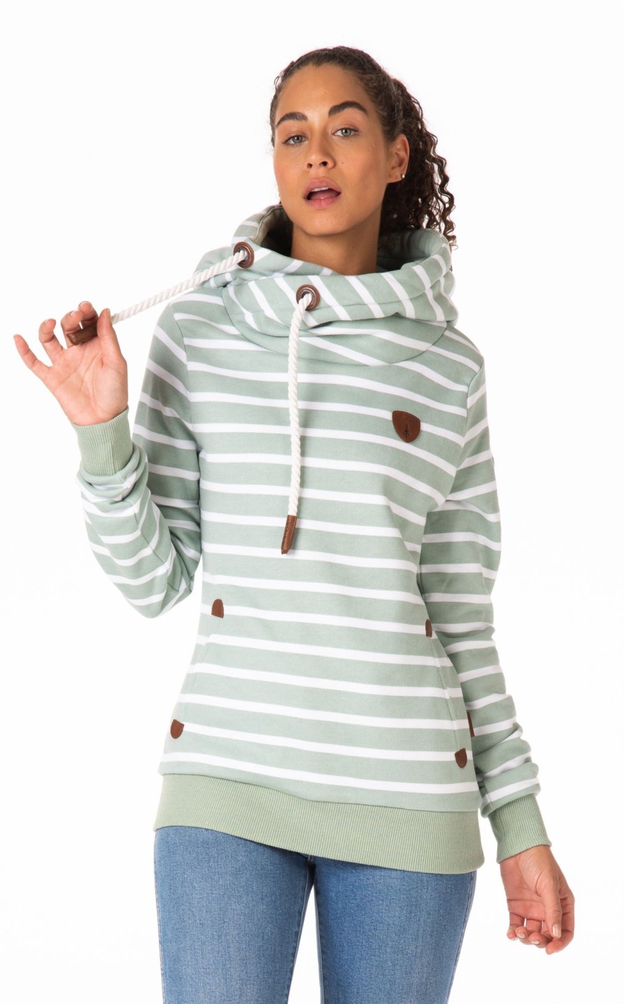 Women Wanakome Hoodies | Artemis Print Bay Stripe Hoodie Green