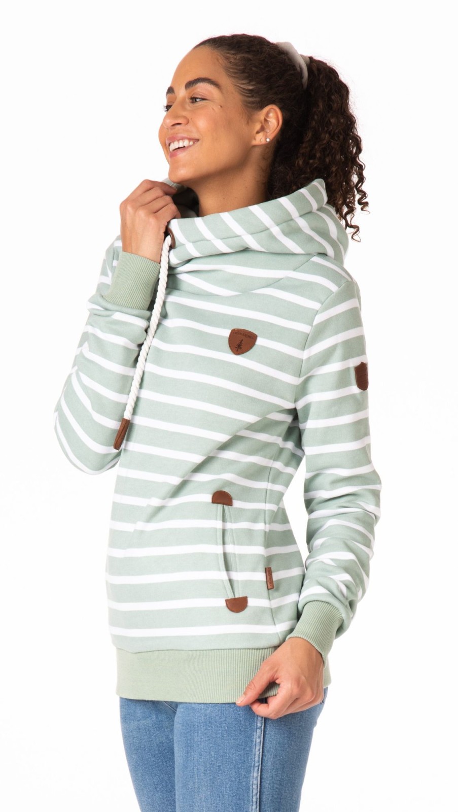 Women Wanakome Hoodies | Artemis Print Bay Stripe Hoodie Green