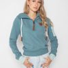 Women Wanakome Hoodies | Neva Stormy Teal Half-Zip Hoodie