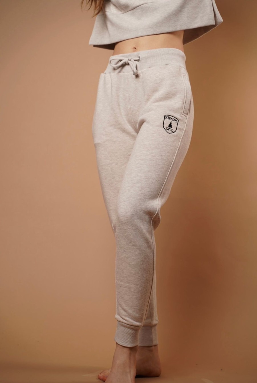 Women Wanakome Bottoms | Adley Heather Oatmeal Jogger White