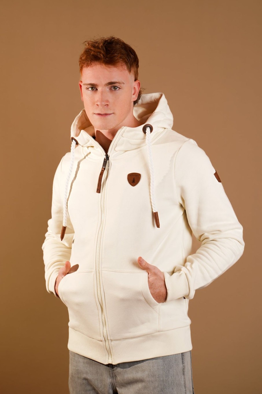 Men Wanakome Hoodies | Zeus Oatmeal Zip Hoodie White