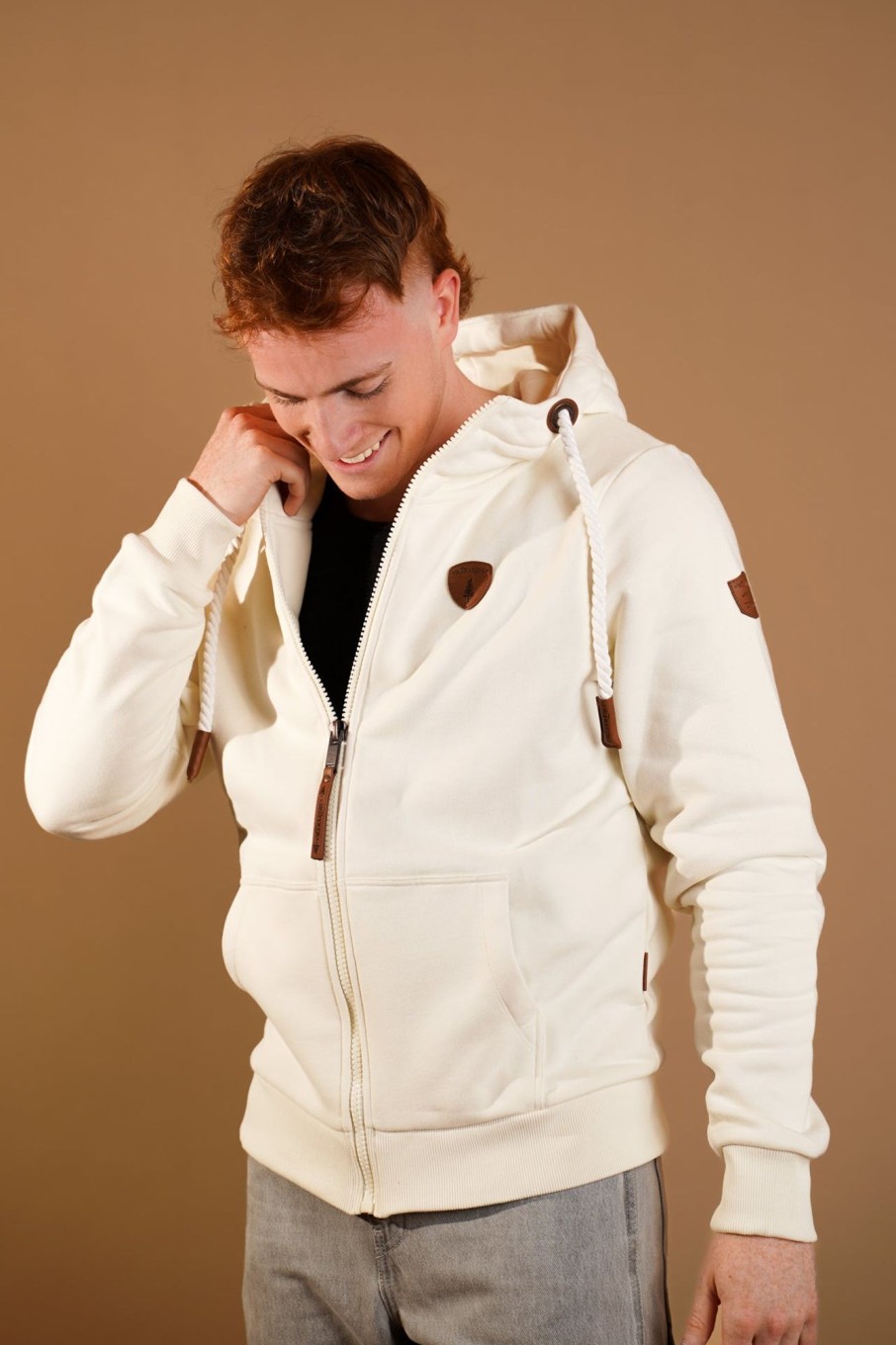 Men Wanakome Hoodies | Zeus Oatmeal Zip Hoodie White