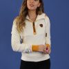 Women Wanakome Hoodies | Neva 2 Oatmeal/Sunflower Half-Zip Hoodie White