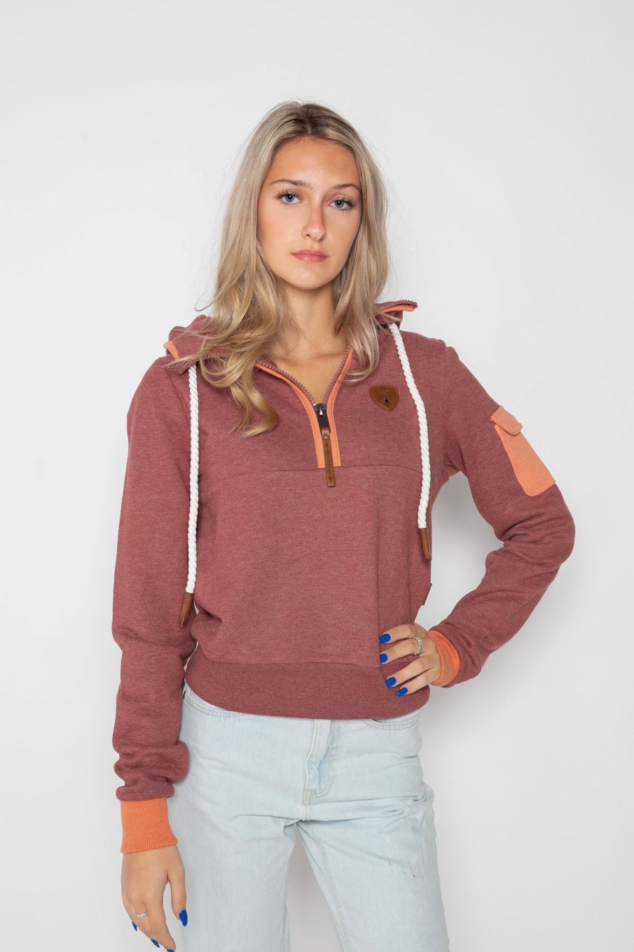 Women Wanakome Hoodies | Neva Cocoa Half-Zip Hoodie