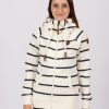 Women Wanakome Hoodies | Hera Print Wide Stripe Oatmeal Zip Hoodie White