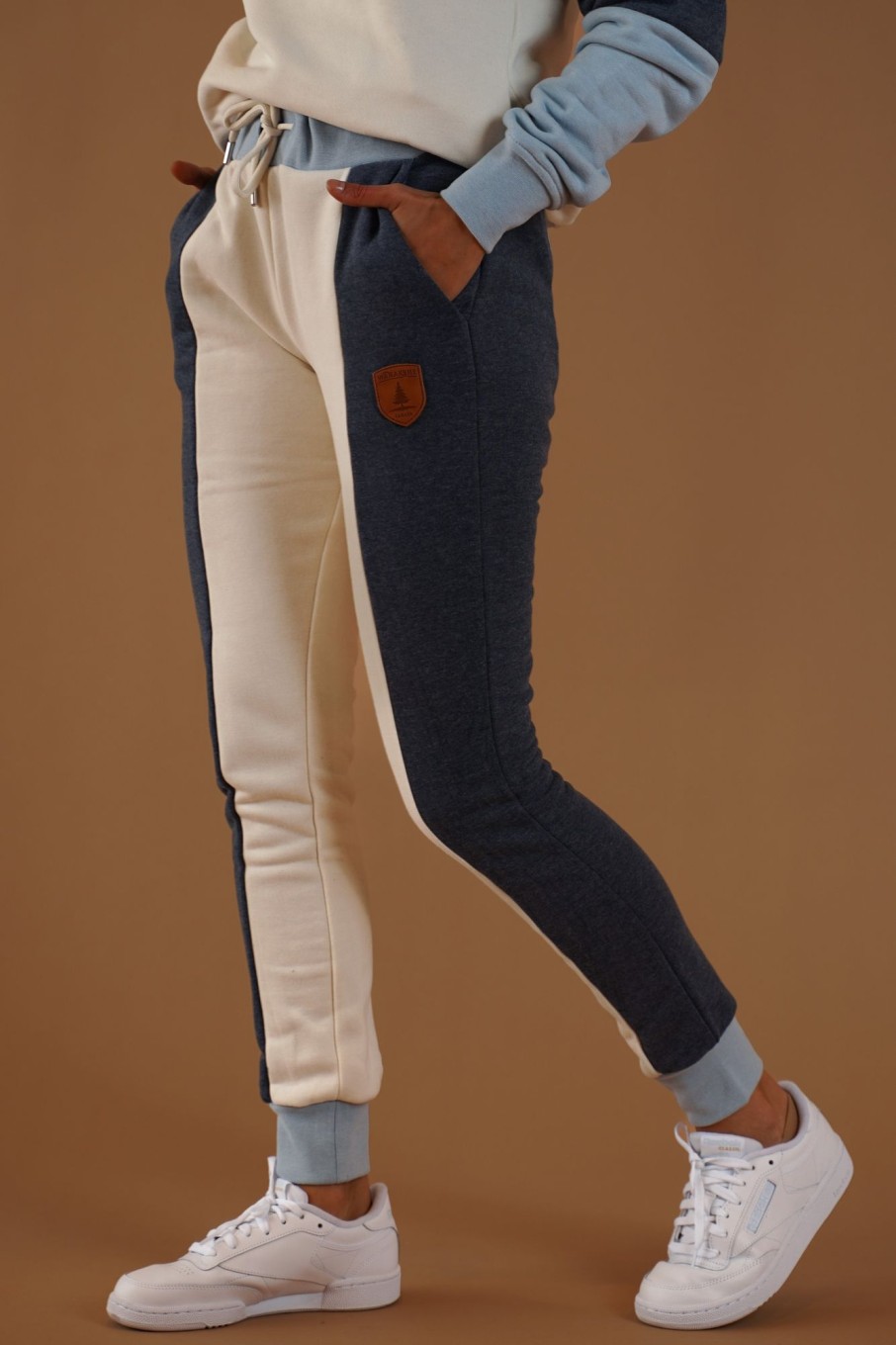 Women Wanakome Bottoms | Birdwell Navy/Oatmeal Jogger White