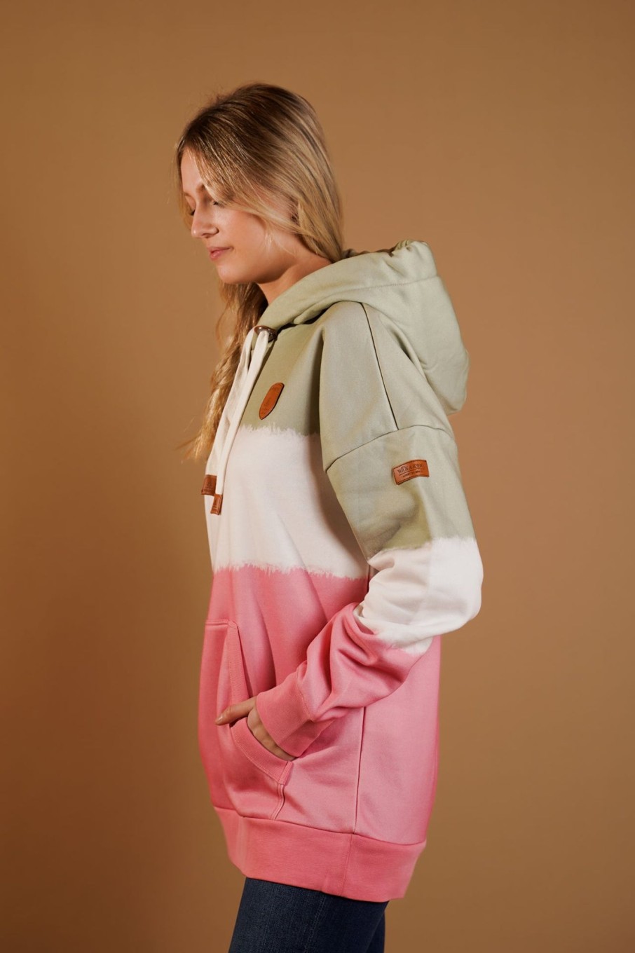 Women Wanakome Hoodies | Patty Aloe/Blush Dip Dye Hoodie Green