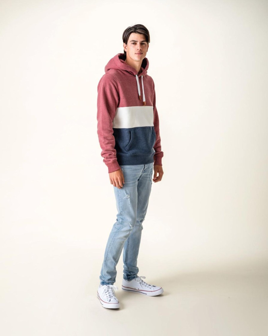 Men Wanakome Hoodies | Rivera Berry/Oatmeal/Navy Hoodie Mulberry