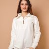 Women Wanakome Outerwear | Padma Ivory Half Zip Sweatshirt White