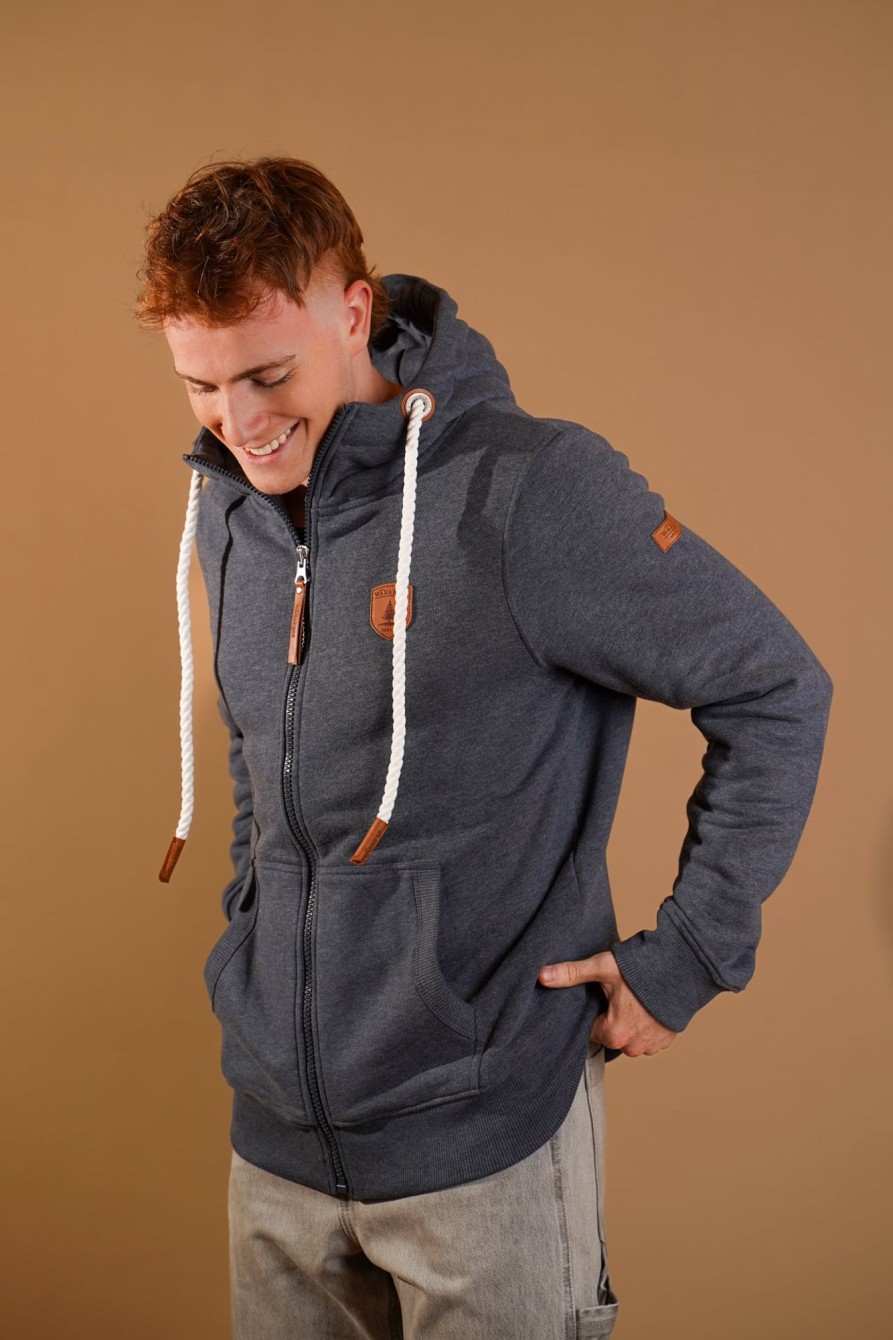 Men Wanakome Hoodies | Zeus Navy Zip Hoodie