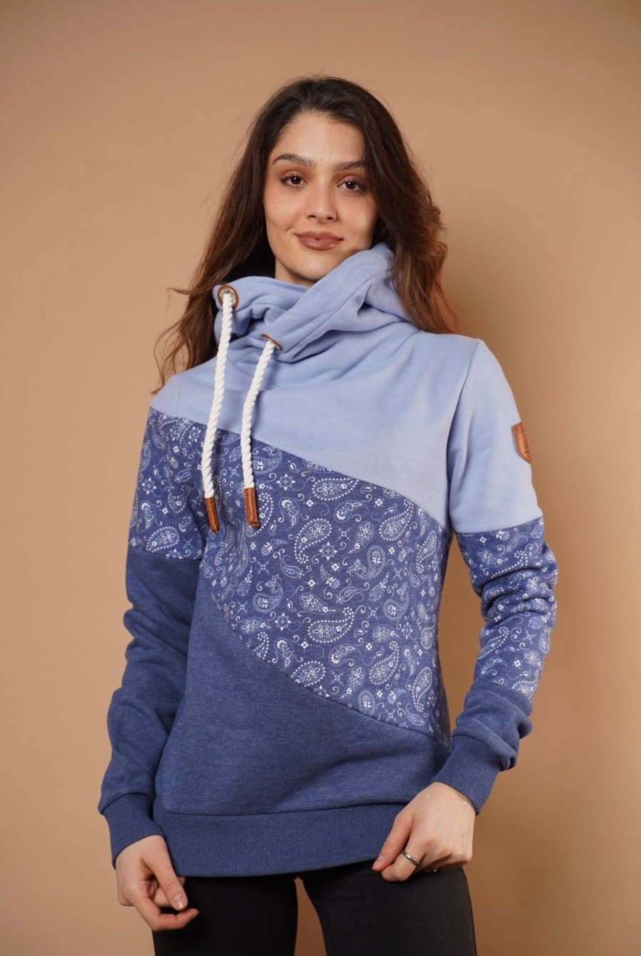 Women Wanakome Hoodies | Selene Hoodie In Chambray Mix Blue