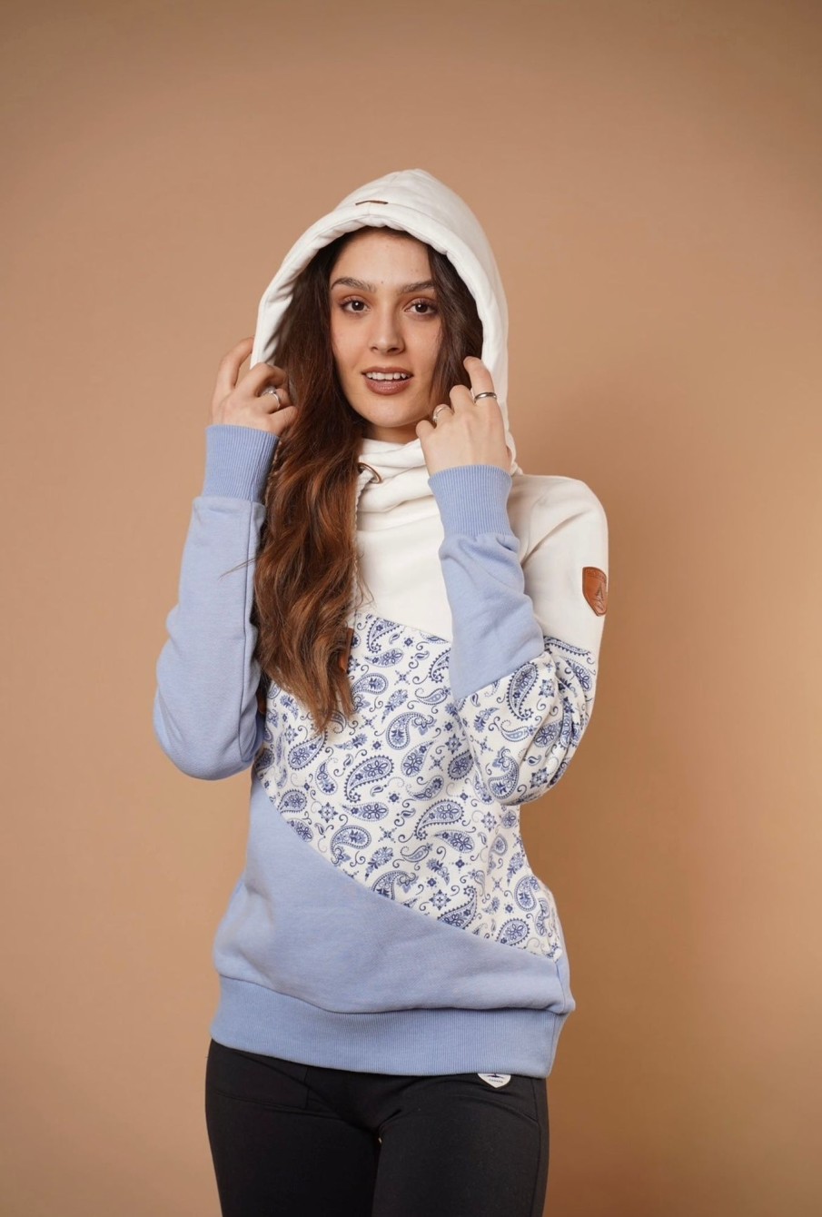 Women Wanakome Hoodies | Selene Print Hoodie In Ivory Mix Blue