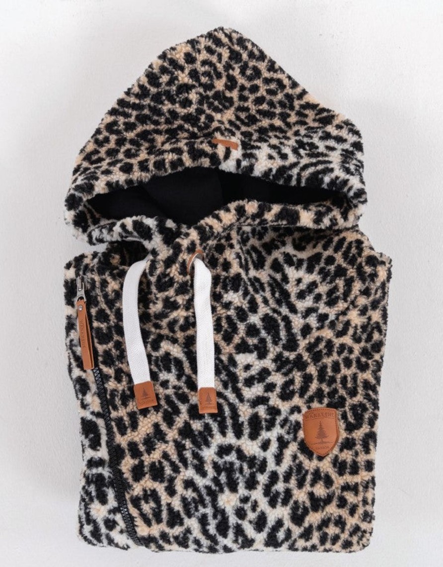 Women Wanakome Hoodies | Bliss Sherpa Leopard Print Hoodie Black