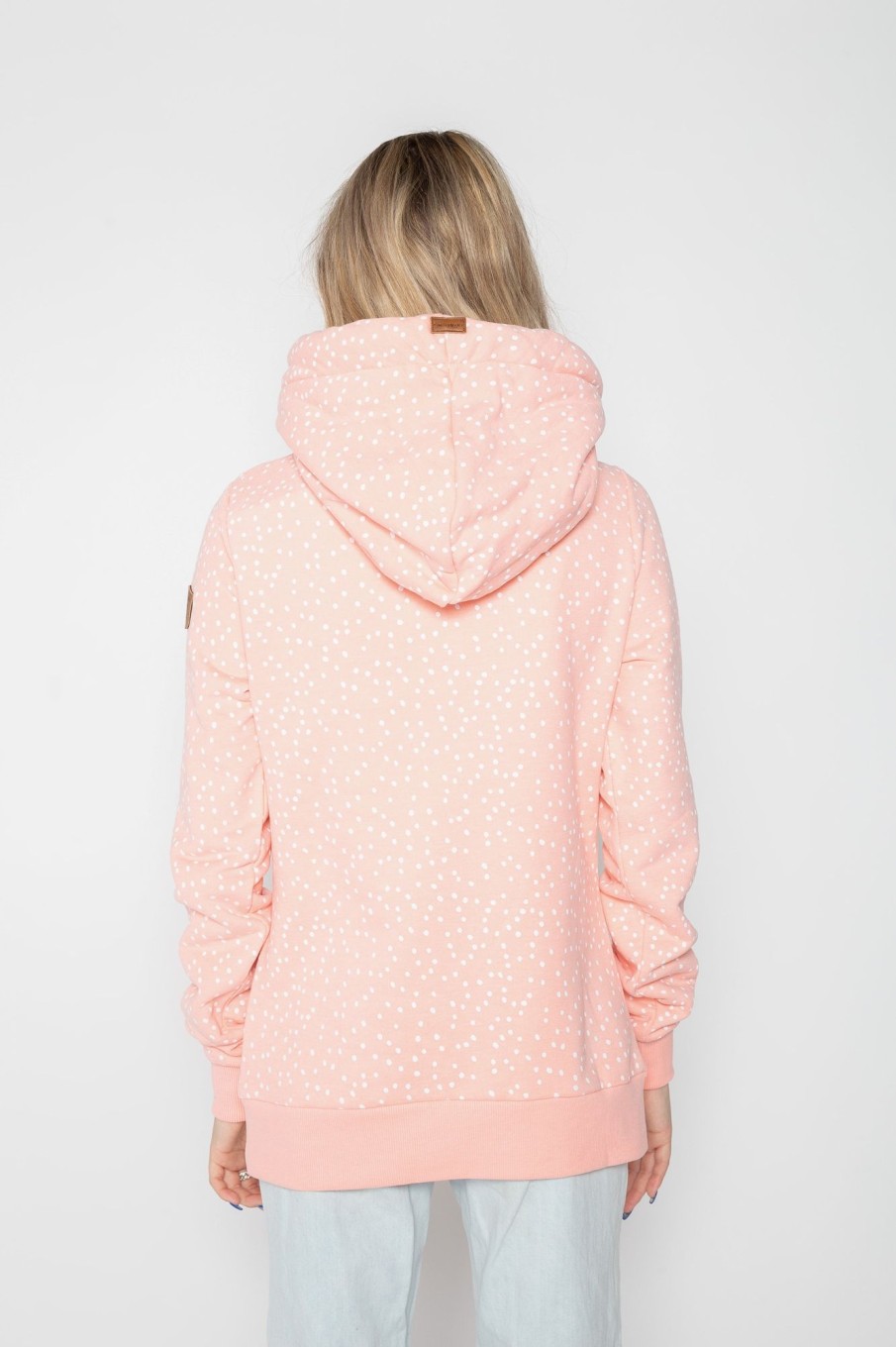 Women Wanakome Hoodies | Artemis Minidots White Hoodie Peach