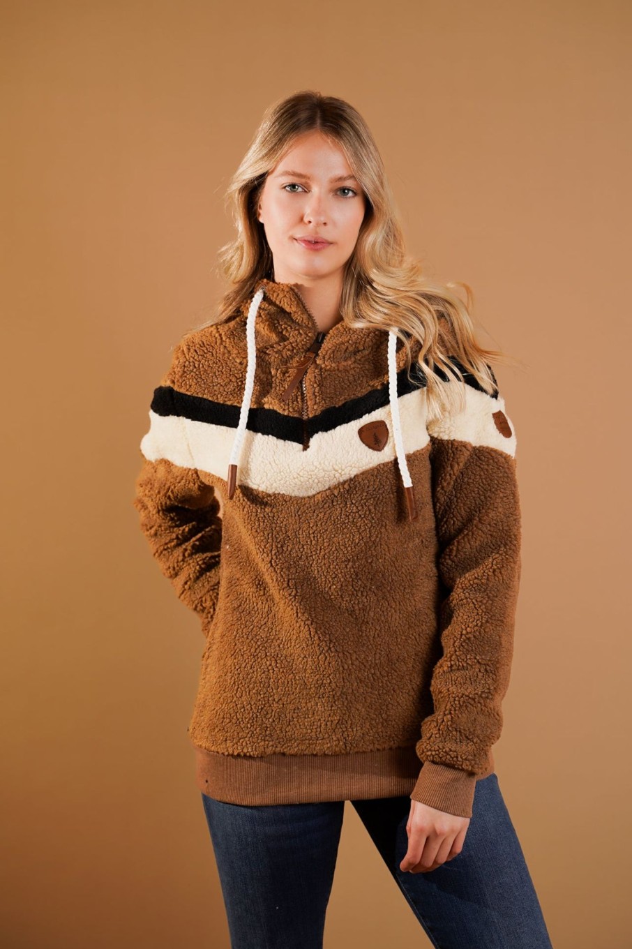 Women Wanakome Hoodies | Alicia Sherpa Teddy Hoodie Brown