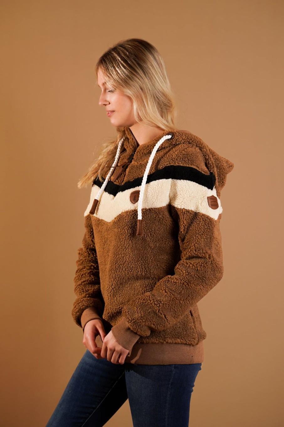 Women Wanakome Hoodies | Alicia Sherpa Teddy Hoodie Brown