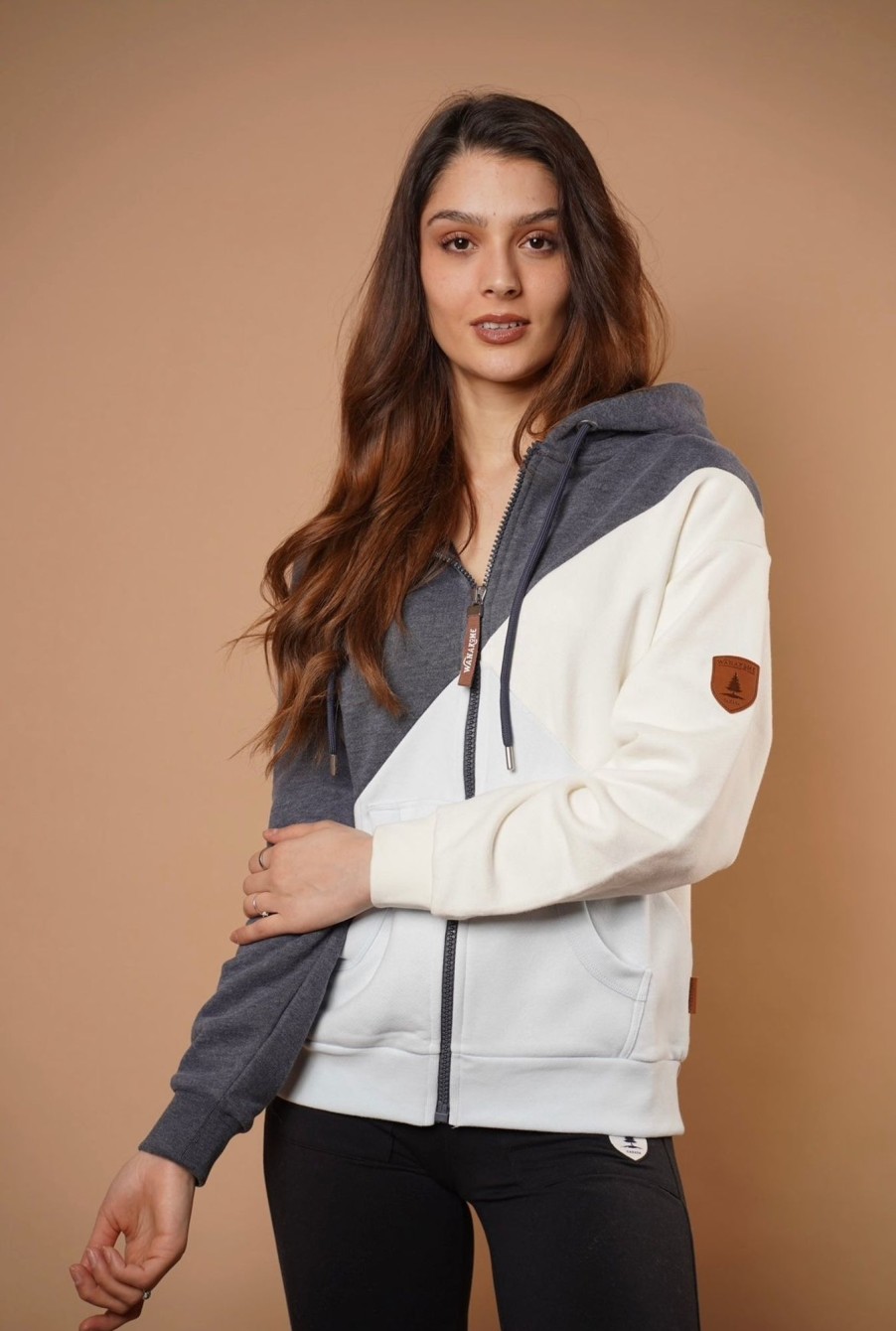 Women Wanakome Hoodies | Chelif Navy Mix Hoodie Blue