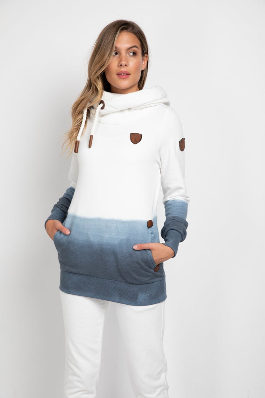 Women Wanakome Hoodies | Artemis Indigo Dip Dye Hoodie White