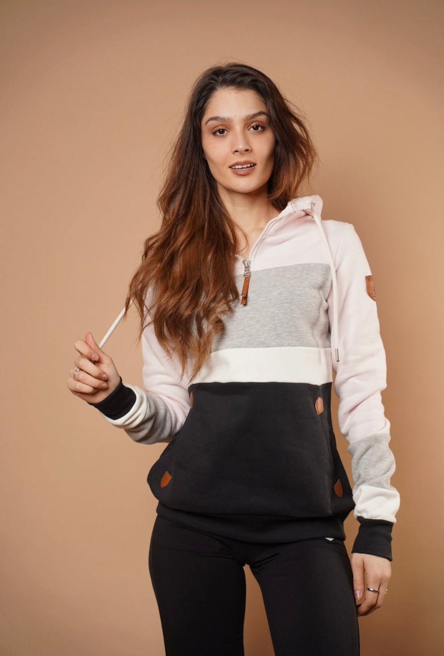 Women Wanakome Hoodies | Suzon Half-Zip Hoodie In Primrose Mix Pink