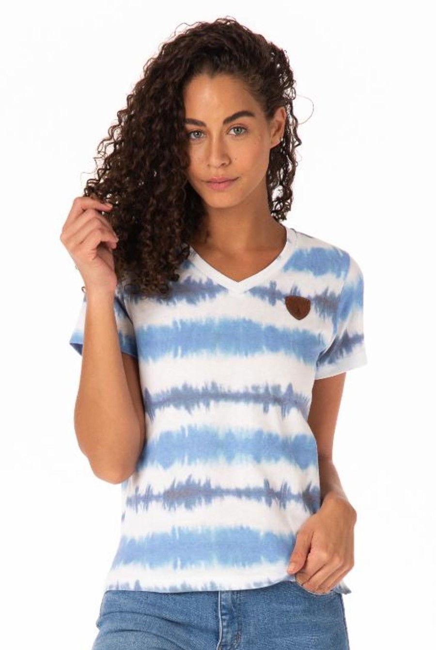 Women Wanakome T-Shirts | Marlo Tie Dye Light Indigo/Ink Tee Blue