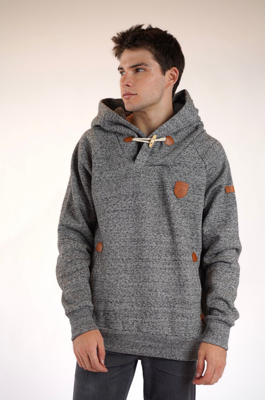 Men Wanakome Hoodies | Aron Space Dye Hoodie Grey