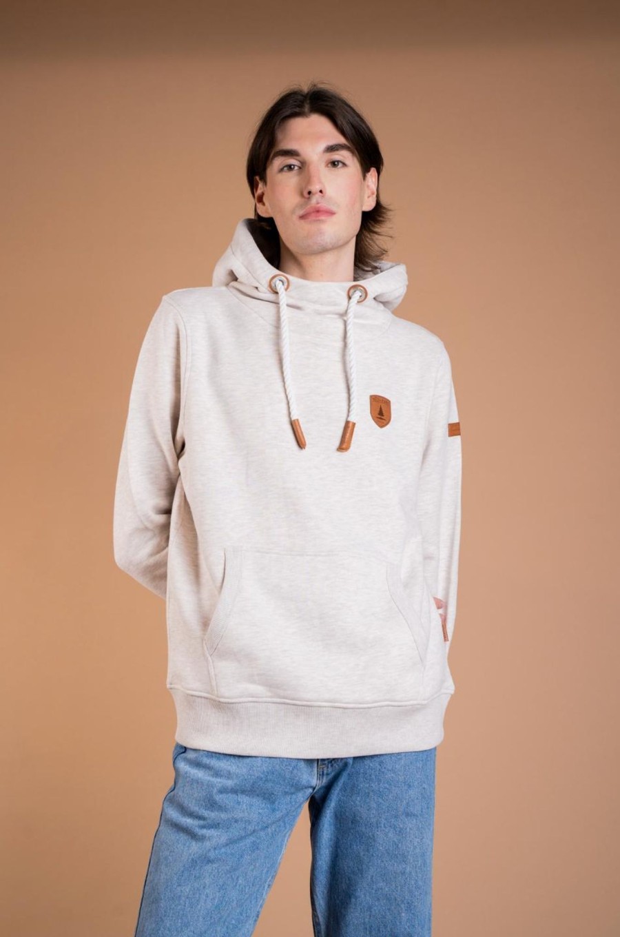 Men Wanakome Hoodies | Cascade Heather Oatmeal Hoodie White