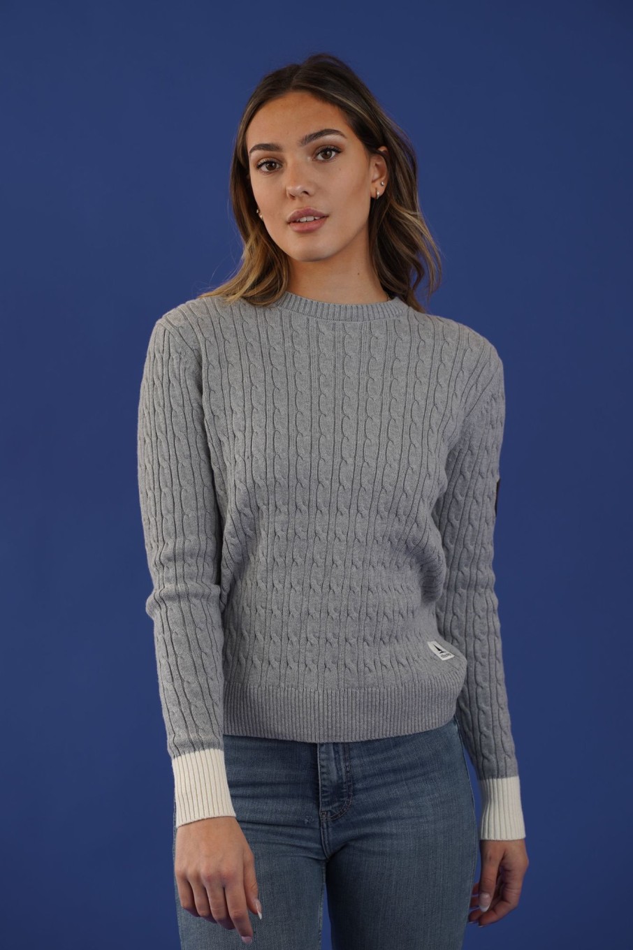 Women Wanakome Sweaters | Raven Light Heather Cable Knit Sweater Grey