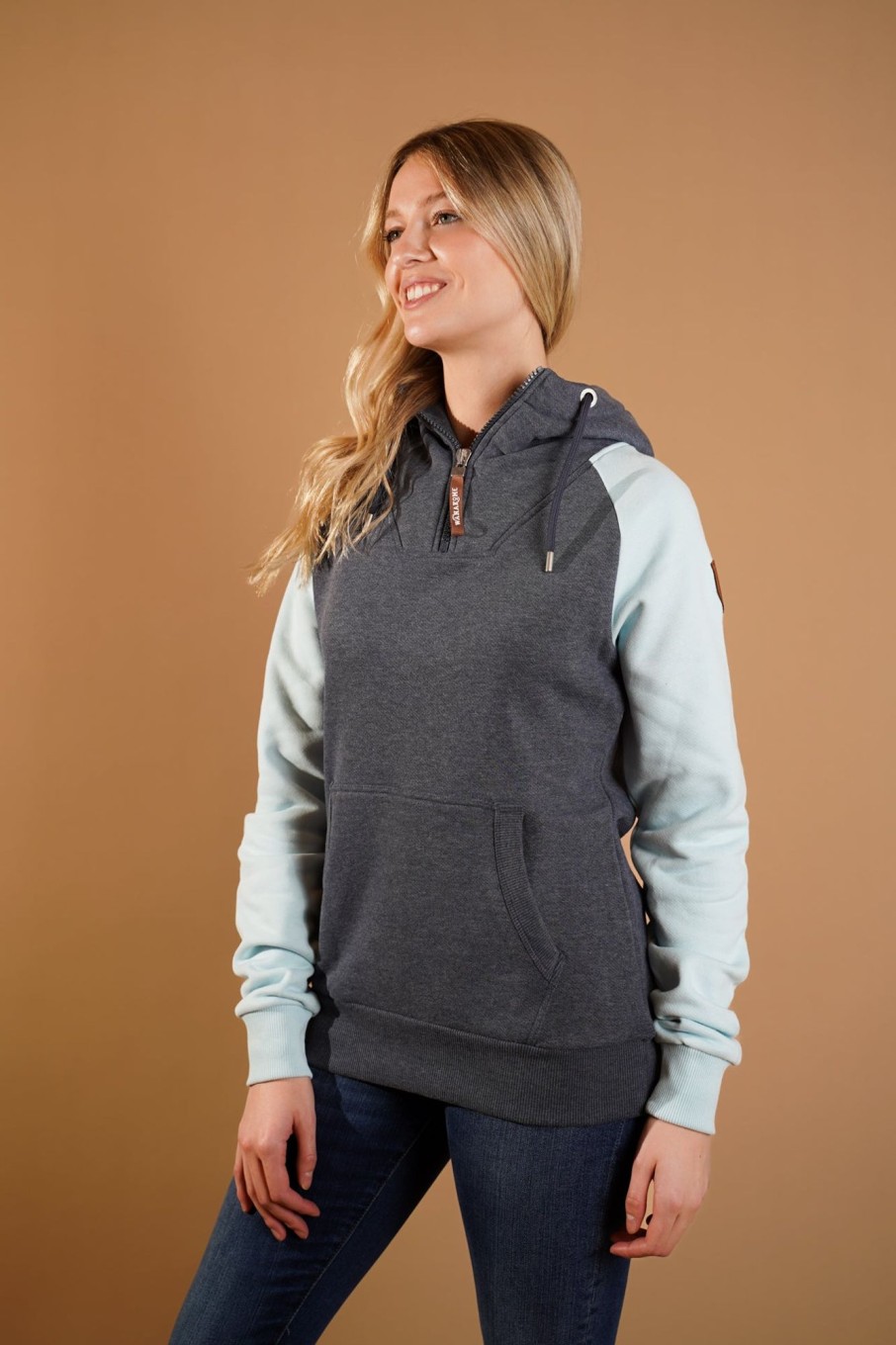 Women Wanakome Hoodies | Faith Half-Zip Hoodie In Waterfall/ Navy