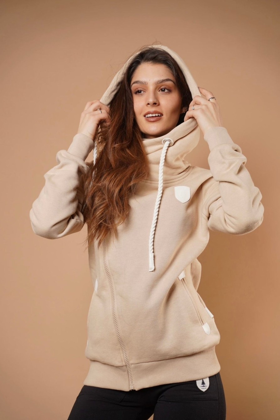 Women Wanakome Hoodies | Athena White Sand Hoodie Brown