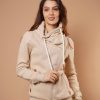 Women Wanakome Sweaters | Hestia Sand Zip Cowl Neck Brown