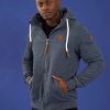 Men Wanakome Hoodies | Zeus Charcoal Zip Hoodie Navy